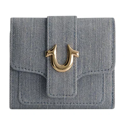 True Religion Denim Small Horseshoe Wallet In Blue