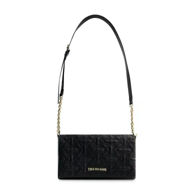 True Religion Quilted Horseshoe Flap Hobo In Black