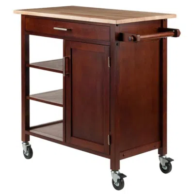 Hivvago Kitchen Utility Cart Natural & Walnut