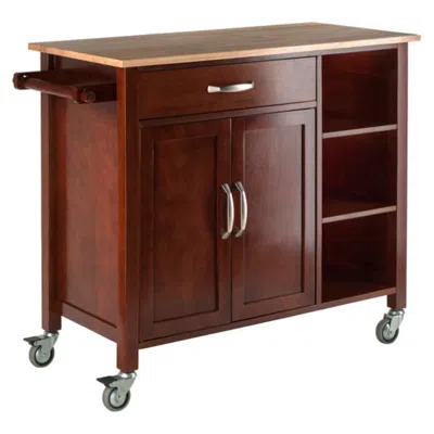 Hivvago Utility Kitchen Cart Natural & Walnut