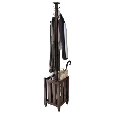 Hivvago Coat Tree With Umbrella Rack Cappuccino