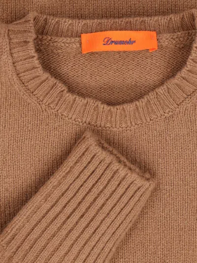 Drumohr Merino Wool Crew-neck Sweater In Brown