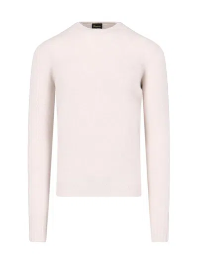 Drumohr Ribbed Crewneck Sweater With Soft Texture In White