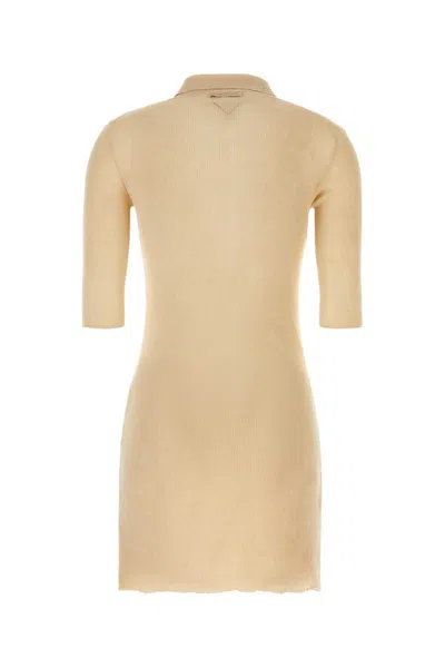 Prada Women's Sand Cotton Polo Dress In Beige O Tan