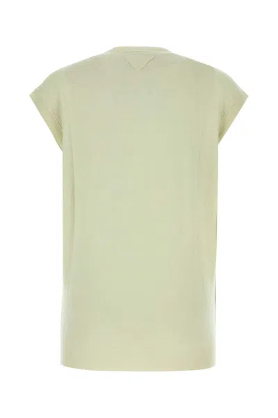 Prada Cashmere Vest With Cap Sleeves And Front Pockets In Green