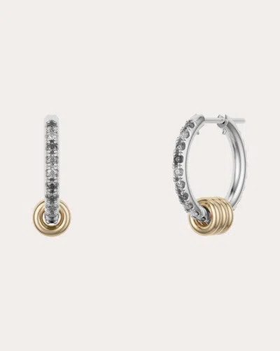 Spinelli Kilcollin Ara Sterling Silver Pave Diamond Hoop Earrings In Silver