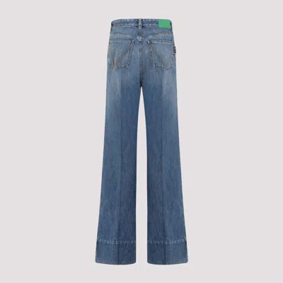 Bottega Veneta Jeans In Cotone Con Patch Posteriore In Pelle In Blue