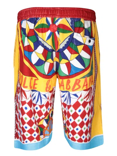 Dolce & Gabbana Carreto-print Bermuda Shorts In Multicolor