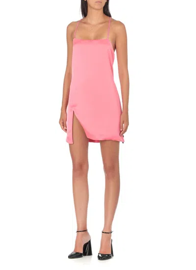 Attico The  Woman Mini Dress Pink Size 8 Polyester, Glass In Neon Pink