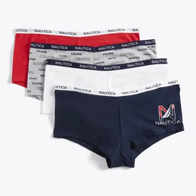 Nautica Womens Plus Logo Boyshort, 4-pack In Multi