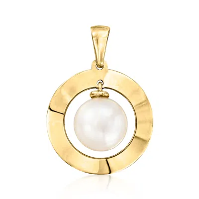 Ross-simons 8-8.5mm Cultured Pearl Pendant In 14kt Yellow Gold In Yellow
