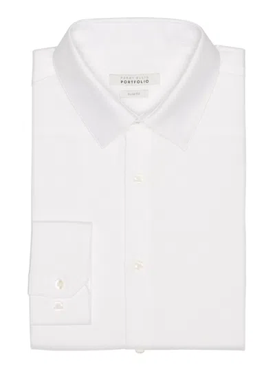 Shop Perry Ellis Men's Slim Fit Non-iron Solid Dress Shirt In White