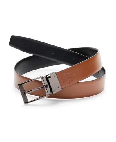 Shop Perry Ellis Men's Reversible Scratch Leather Belt In Black