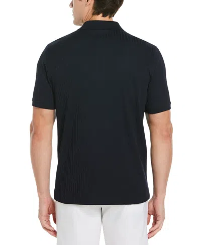 Perry Ellis Men's Quarter Zip Ribbed Polo In Dark Sapphire,blue