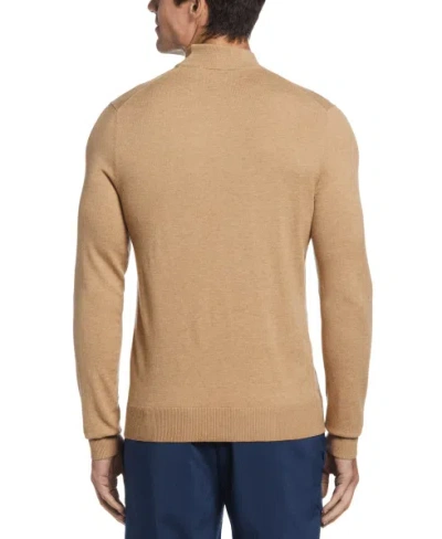 Perry Ellis Men's Tech Knit Mock Neck Pullover Sweater In Camel Heather,beige