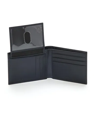 Perry Ellis Men's Genuine Glazed Leather Wallet In Navy,blue