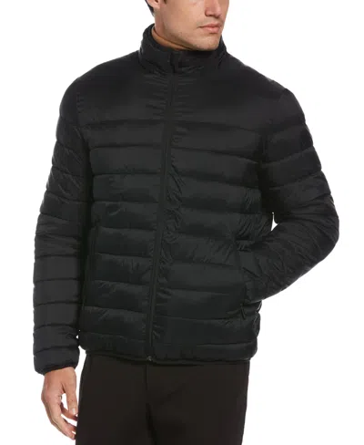 Perry Ellis Men's Lightweight Hooded Puffer Jacket In Black