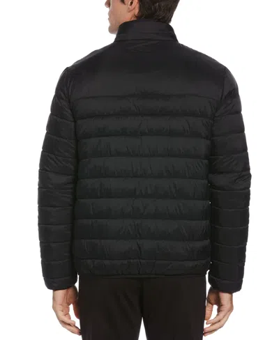 Perry Ellis Men's Lightweight Hooded Puffer Jacket In Black