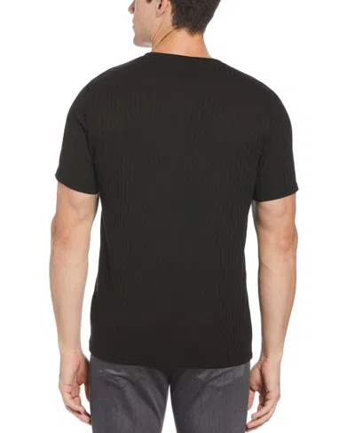 Perry Ellis Men's Rib Knit Crew Neck T-shirt In Black