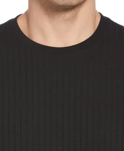 Perry Ellis Men's Rib Knit Crew Neck T-shirt In Black