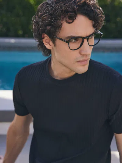 Perry Ellis Men's Rib Knit Crew Neck T-shirt In Black