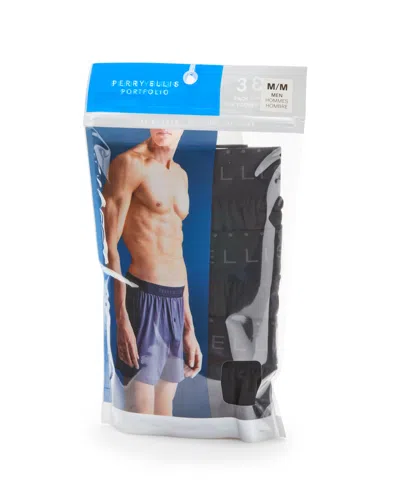 Perry Ellis Men's 3-pack Black Solid Luxe Boxer Short, Size Xl, Polyester/spandex, Regular In Black