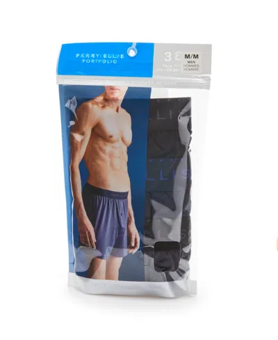 Perry Ellis Men's 3-pack Multi Solid Luxe Boxer Short In Black Multi