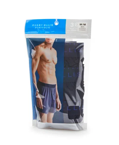 Perry Ellis Men's 3-pack Navy Solid Luxe Boxer Short In Navy,blue