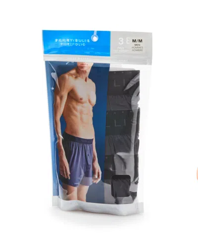 Perry Ellis Men's 3-pack Charcoal Solid Luxe Boxer Short In Charcoal,black