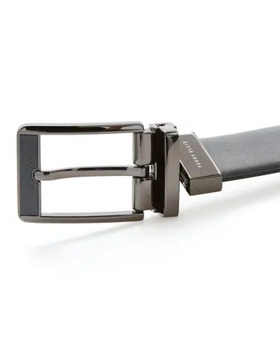 Perry Ellis Men's Carbon Leather Reversible Belt In Black