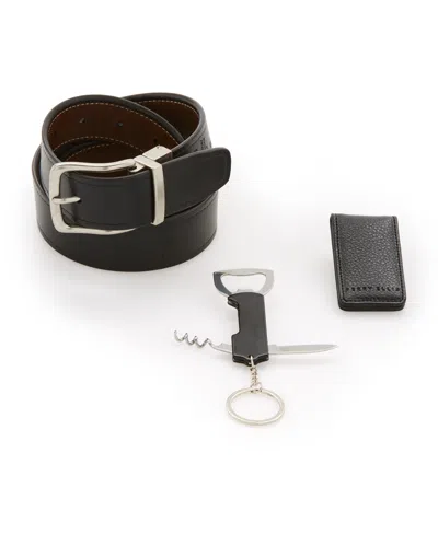 Perry Ellis Men's Belt Money Clip And Multi-tool Gift Set In Black