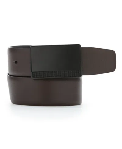 Perry Ellis Men's Reversible Leather Belt With Black Pattern Plaque, Size 32, Regular In Black