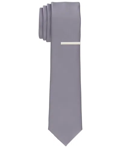 Perry Ellis Men's Sateen Slim Tie In Silver,gray