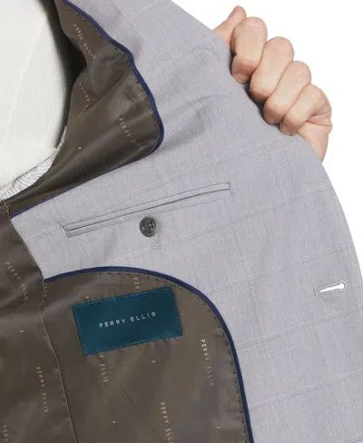Perry Ellis Men's Windowpane Plaid Suit Jacket In Felt Grey,gray