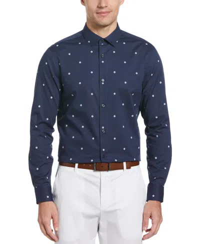 Shop Perry Ellis Men's Cotton Floral Print Shirt In Ink,blue