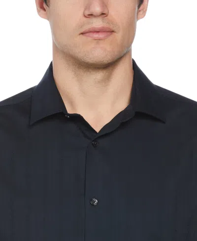 Shop Perry Ellis Men's Floral Jacquard Shirt In Black