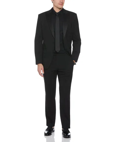 Shop Perry Ellis Men's Satin Piecing Tuxedo Jacket In Black