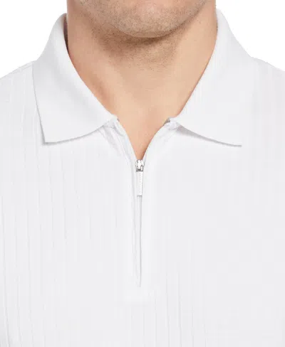 Perry Ellis Men's Ribbed Quarter Zip Polo In Bright White