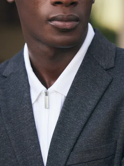 Perry Ellis Men's Ribbed Quarter Zip Polo In Bright White