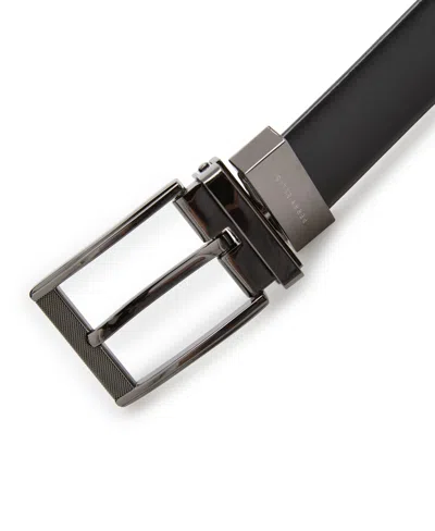 Perry Ellis Men's Mesh Buckle Black Leather Belt, Size Xl, Regular In Black