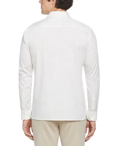 Perry Ellis Men's Dobby Perry Print Plaid Shirt In Bright White