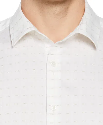 Perry Ellis Men's Dobby Perry Print Plaid Shirt In Bright White