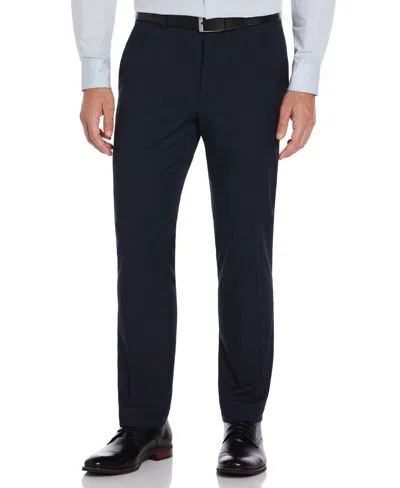 Shop Perry Ellis Men's Slim Fit Textured Plaid Suit Pants In Navy,blue