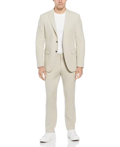 Perry Ellis Men's Slim Fit Peak Lapel Louis Suit Jacket In Island Fossil,beige