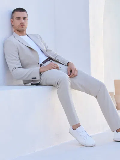 Perry Ellis Men's Slim Fit Peak Lapel Louis Suit Jacket In Island Fossil,beige