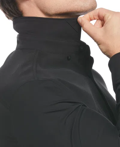 Perry Ellis Men's Untucked Total Stretch Slim Fit Shirt - Black, Size Small, 100% Polyester Long Sleeves In Black