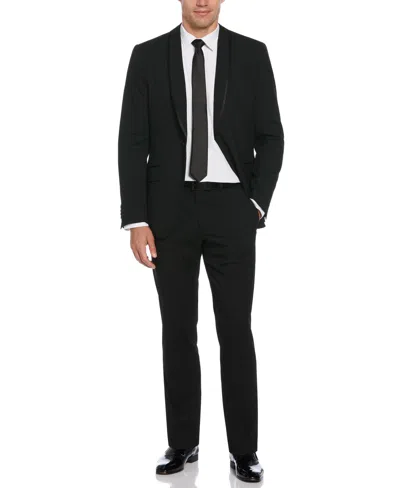 Shop Perry Ellis Men's Slim Fit Stretch Tuxedo Suit Jacket In Black