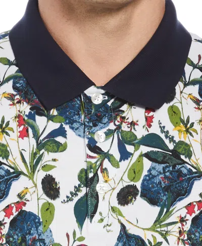 Shop Perry Ellis Men's Wildflower Print Polo In Bright White,multicolor