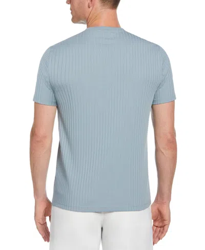 Perry Ellis Men's Rib Knit Crew Neck T-shirt In Citadel,gray
