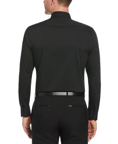 Perry Ellis Solid Sateen Slim Fit Dress Shirt In Black